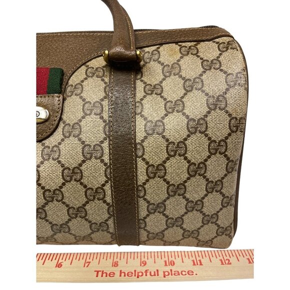 Vintage Gucci GG Supreme Boston Bag Sherry Line Handbag Logo PVC Leather - Picture 15 of 16